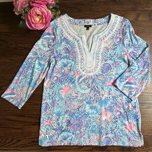 Talbot’s split neck embellished top, size L